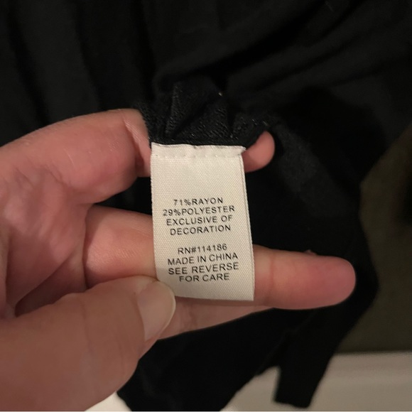 Black Long Length Cardigan Sweater with Metal Rings and Pockets, Size Medium - Picture 5 of 7